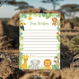 Safari Animals Time Capsule Note Message Card Dankeskarte