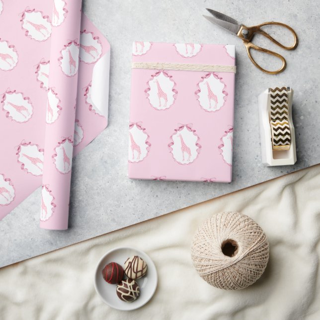 Safari Animals Toile de Jouy Dusty Pink Geschenkpapier (Kunsthandwerk)