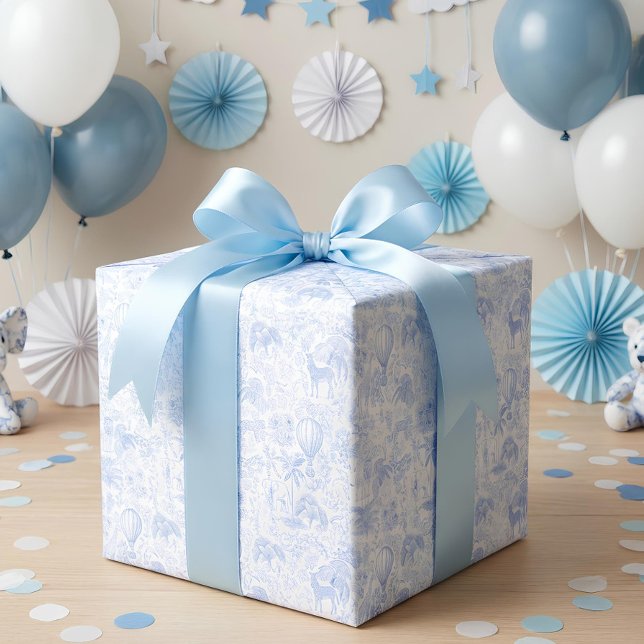 Safari Animals Toile De Jouy Geschenkpapier (Wrapping Paper with Safari Animals Toile De Jouy design)