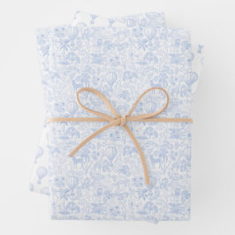 Safari Animals Toile De Jouy Geschenkpapier Set