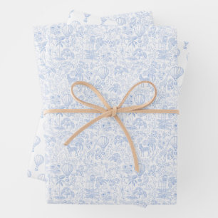 Safari Animals Toile De Jouy Geschenkpapier Set
