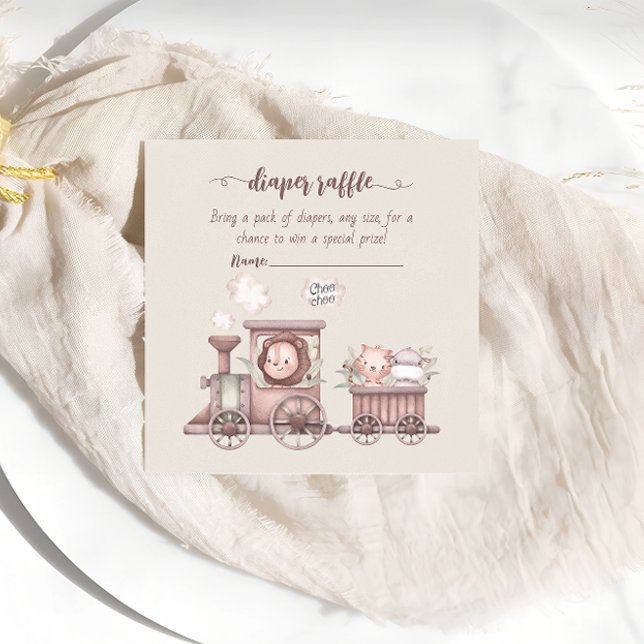 Safari Animals Train Baby Dusche Windel Begleitkarte (Von Creator hochgeladen)