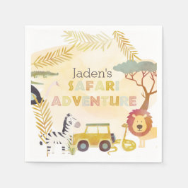 Safari Animals Watercolor Geburtstagsparty Circle Serviette