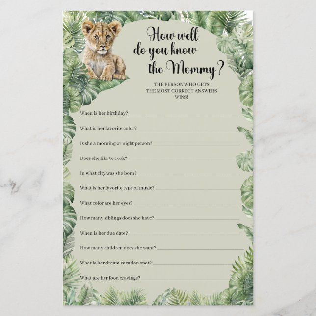 Safari Animals Wie gut kennen Sie das Mommy-Spiel (Vorderseite)