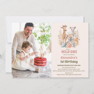 Safari Animals Wild 1 1. Geburtstag Einladung