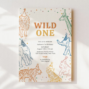 Safari Animals Wild 1 1. Geburtstag Einladung