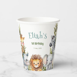 Safari Animals Wild 1 1. Geburtstag Pappbecher