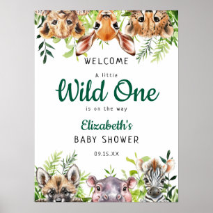 Safari Animals Wild One Baby Dusche Begrüßungszeic Poster