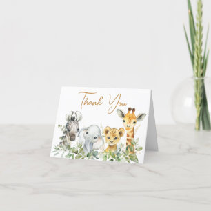 Safari Animals Wild One Baby Shower Dankeskarte