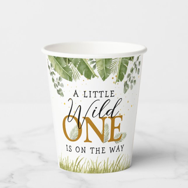Safari Animals Wild One Baby Shower Pappbecher (Rückseite)