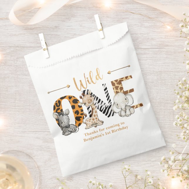 Safari Animals Wild One Birthday Gevor Bag Geschenktütchen (Ausgeschnitten)