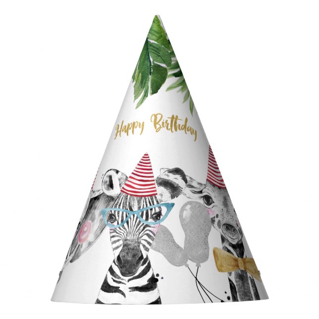 Safari Animals Wild One Birthday Party Hat Partyhütchen (Vorderseite)