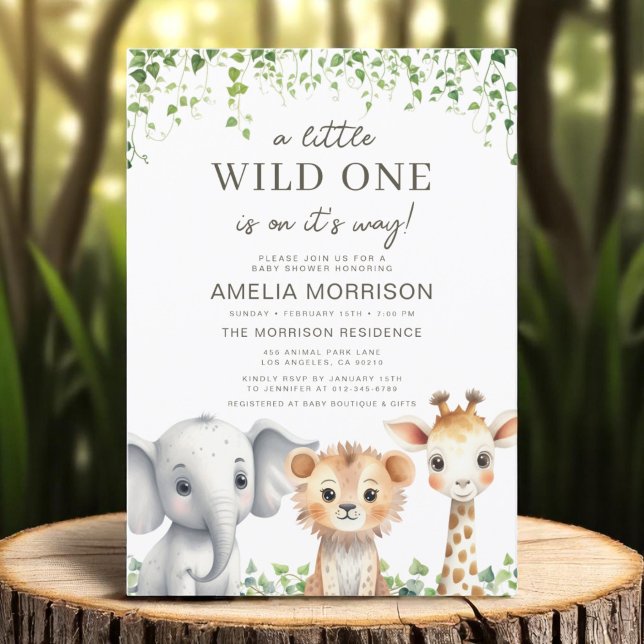 Safari Animals Wild One Boys Baby Shower Einladung (Von Creator hochgeladen)