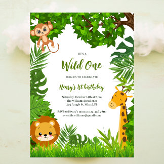 Safari Animals Wild One Einladung