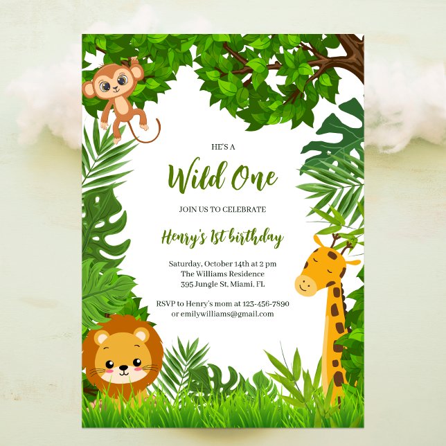 Safari Animals Wild One Einladung (Von Creator hochgeladen)