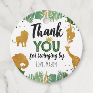 Safari Animals Wild One Jungle Gold Danke, Junge Geschenkanhänger
