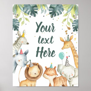 Safari Animals Wilder Junge Geburtstagsfeiertagsun Poster