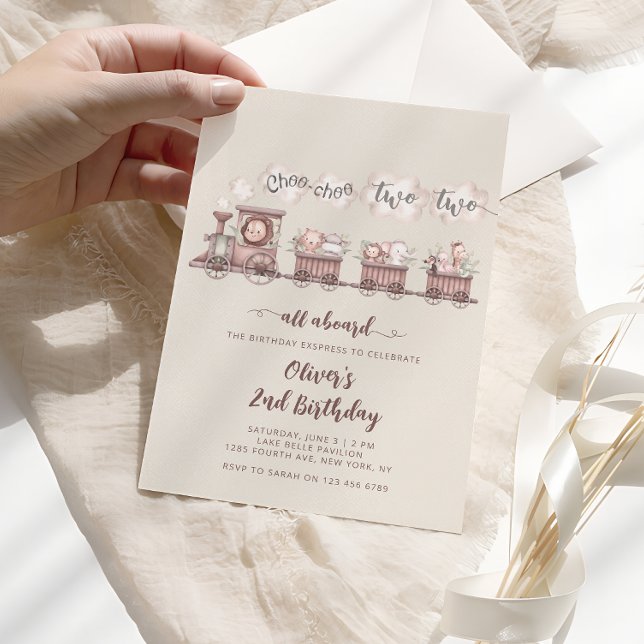 Safari Animals Zug 2. Geburtstag Einladung (Von Creator hochgeladen)