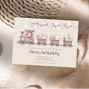 Safari Animals Zug 2. Geburtstag Einladung