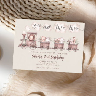 Safari Animals Zug 2. Geburtstag Einladung