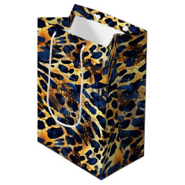 Safari Animals's Fur Prints Patterns Navy Blue Mittlere Geschenktüte