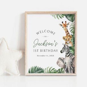Safari Animaux Affiche de bienvenue de fête d'anni