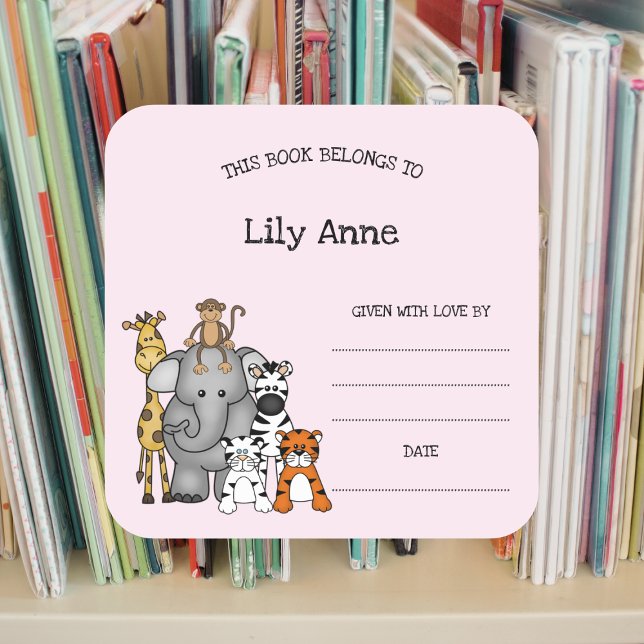Safari Animaux Baby shower autocollant de la plaqu (Créateur téléchargé)