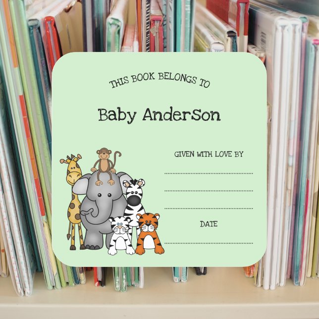 Safari Animaux Baby shower autocollant de la plaqu (Créateur téléchargé)