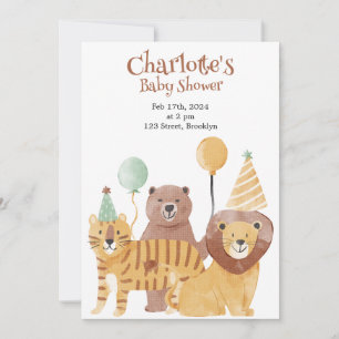 Safari Animaux Baby shower Invitation