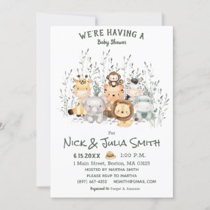 Safari Animaux Baby shower Invitation