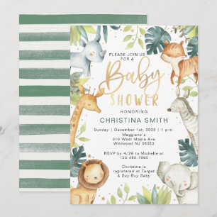Safari Animaux Baby Shower Invitations