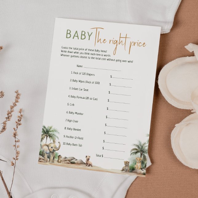 Safari Animaux Baby shower Le Bon Prix Carte (Créateur téléchargé)