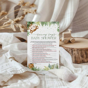 Safari Animaux Baby shower Sondage dit carte de je