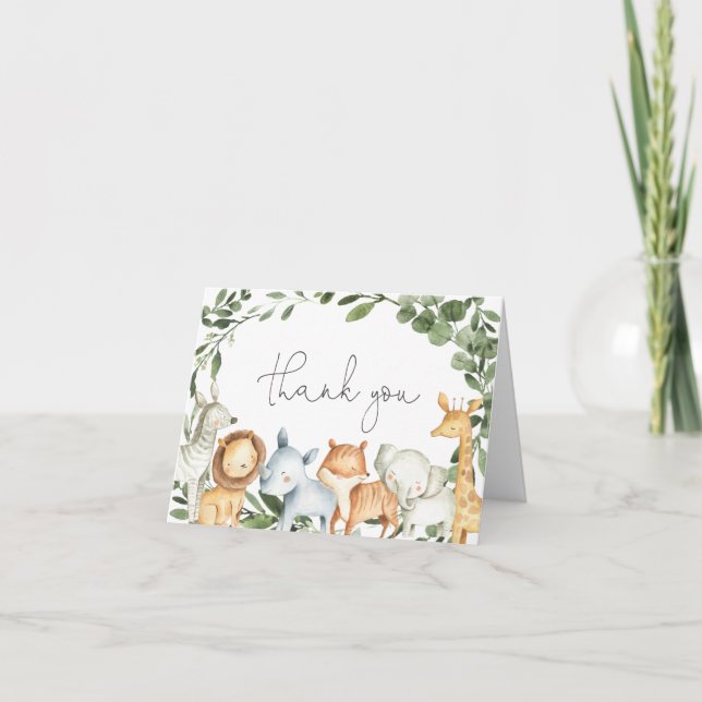 Safari Animaux Carte de remerciements Baby shower (Devant)