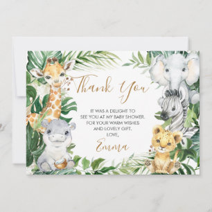 Safari Animaux Carte de remerciements Baby shower 