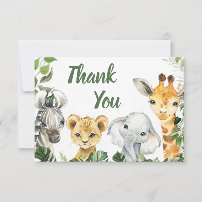 Safari Animaux Cartes de remerciements de Baby sho (Devant)