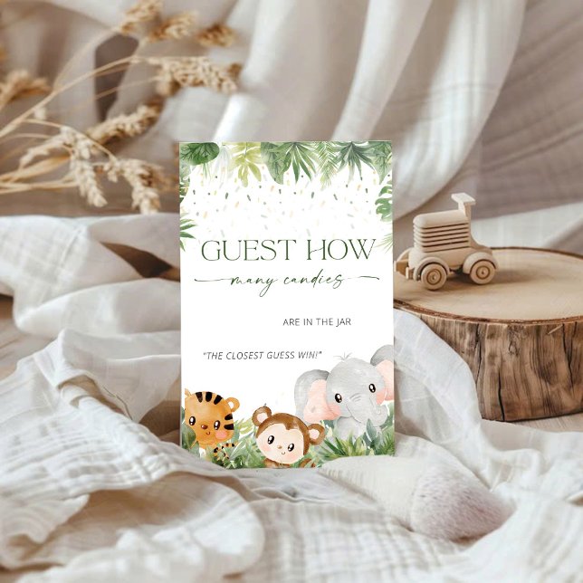 Safari Animaux Devinez Combien De Candies Carte De (Créateur téléchargé)