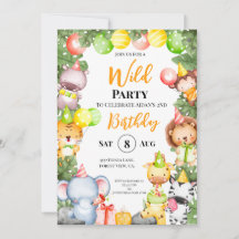 Safari Animaux Enfants Invitation