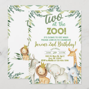 Safari animaux garçon 2ème anniversaire invitation