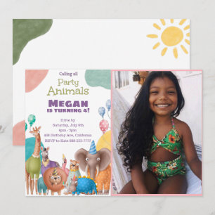 Safari Animaux Invitation Anniversaire Avec Photo