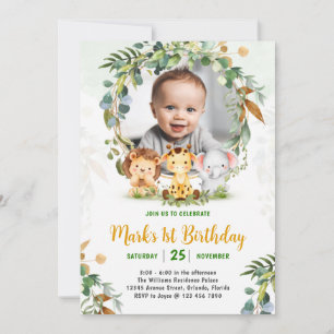 Safari Animaux Invitation Anniversaire Wild One Pa