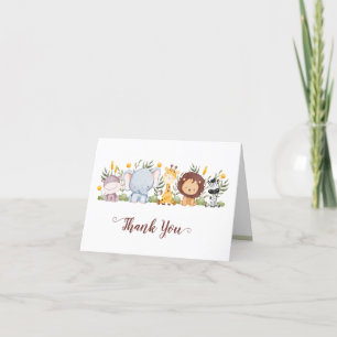 Safari Animaux Merci Cartes Jungle Baby shower