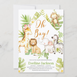 Safari Animaux Oh Boy Baby shower invitation Green
