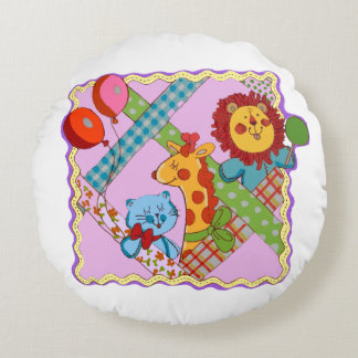 Safari Animaux vintages Coussin rond