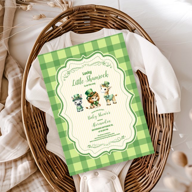 Safari Animlas Lucky Little Kleeblatt Baby Dusche Einladung (Von Creator hochgeladen)
