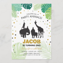 Safari Anniversaire Invitation Zoo Animaux sauvage