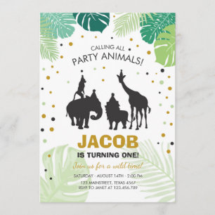 Safari Anniversaire Invitation Zoo Animaux sauvage