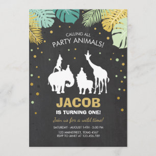 Safari Anniversaire Invitation Zoo Animaux sauvage