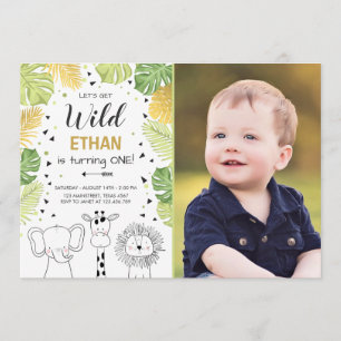 Safari Anniversaire Invitation Zoo Animaux sauvage