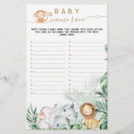 Safari Baby Animal Greenery Baby Name Race